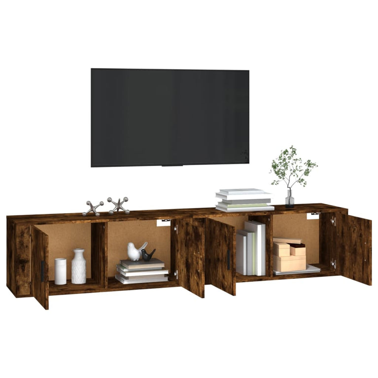 Tv-wandmeubels 2 st 100x34,5x40 cm gerookt eikenkleurig MeubelReus