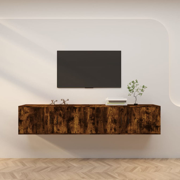 Tv-wandmeubels 2 st 100x34,5x40 cm gerookt eikenkleurig MeubelReus