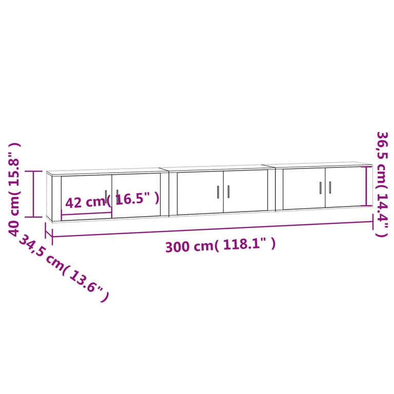 Tv-wandmeubels 3 st 100x34,5x40 cm hoogglans wit MeubelReus