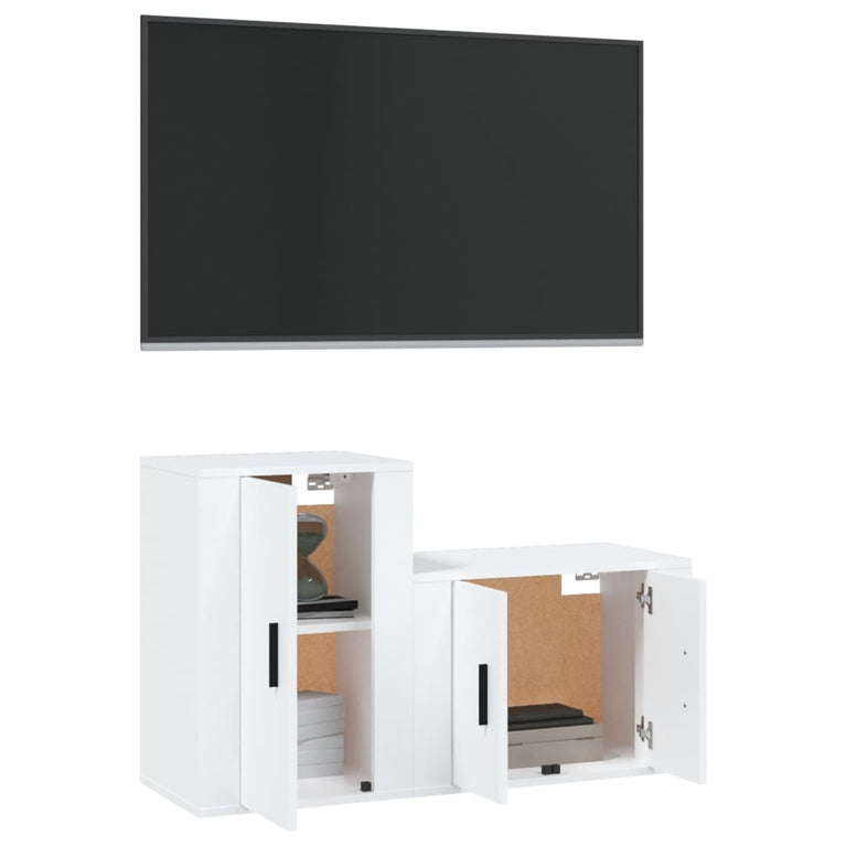 2-delige Tv-meubelset bewerkt hout wit MeubelReus
