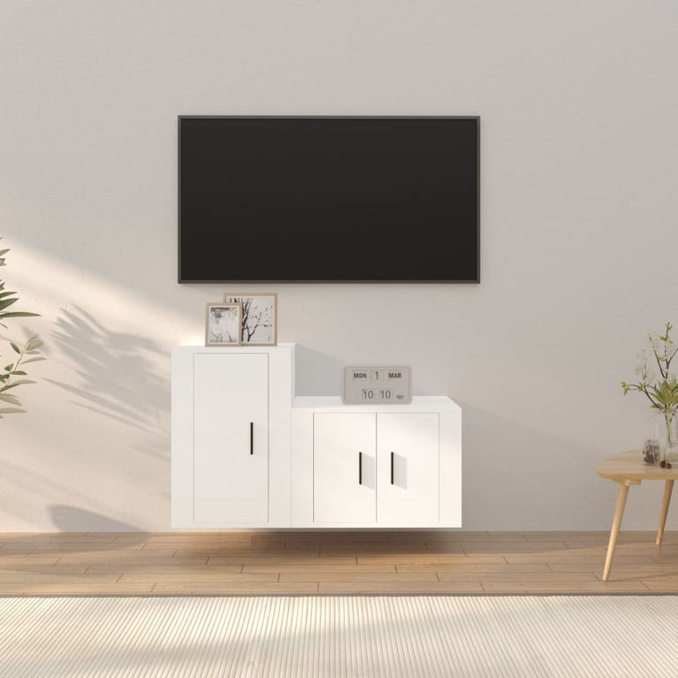 2-delige Tv-meubelset bewerkt hout wit MeubelReus