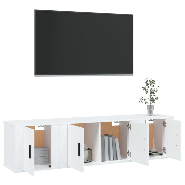 3-delige Tv-meubelset bewerkt hout wit MeubelReus