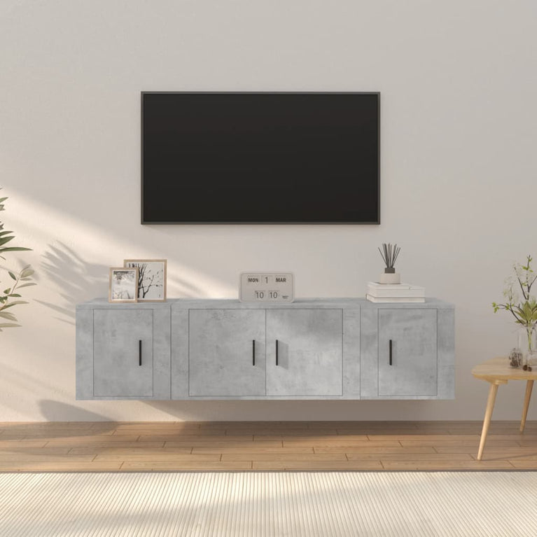 3-delige Tv-meubelset bewerkt hout betongrijs MeubelReus