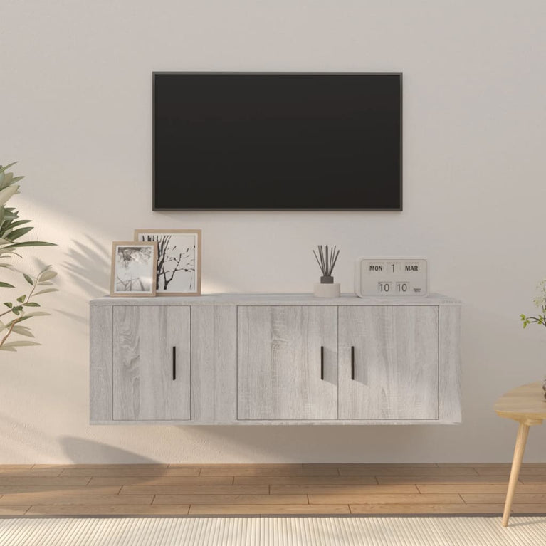2-delige Tv-meubelset bewerkt hout grijs sonoma eikenkleurig MeubelReus