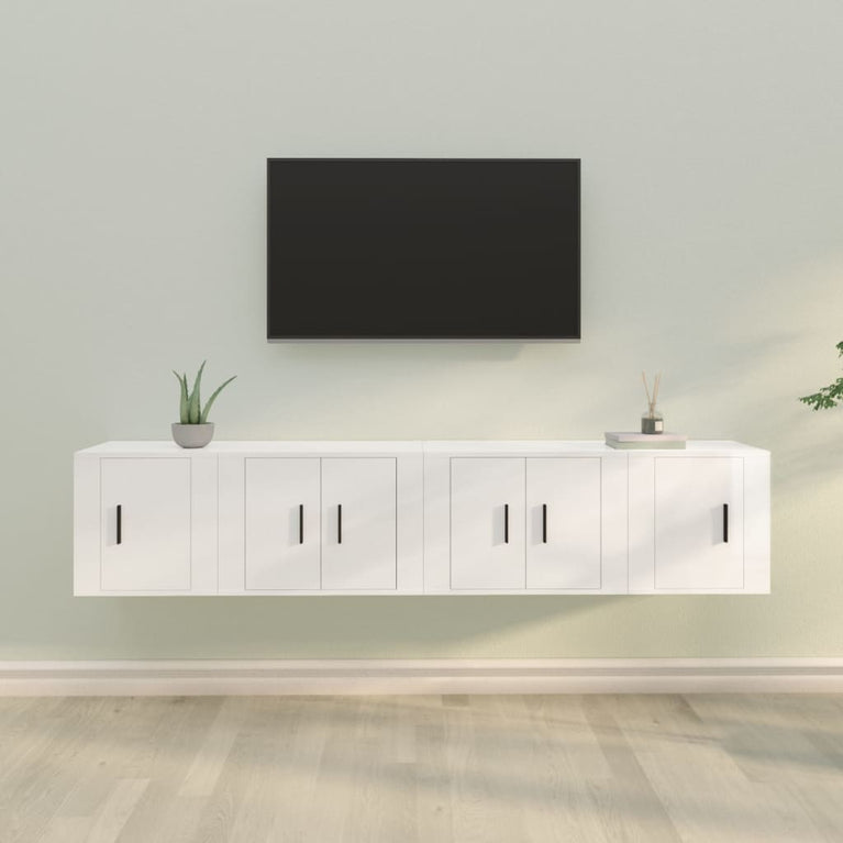 4-delige Tv-meubelset bewerkt hout hoogglans wit MeubelReus