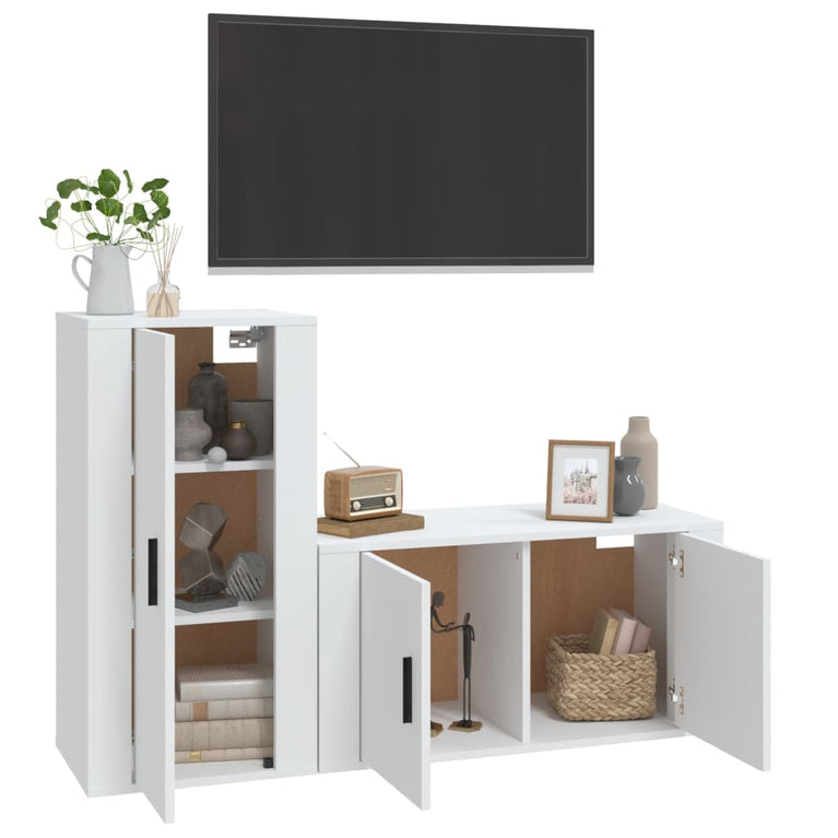 2-delige Tv-meubelset bewerkt hout wit MeubelReus