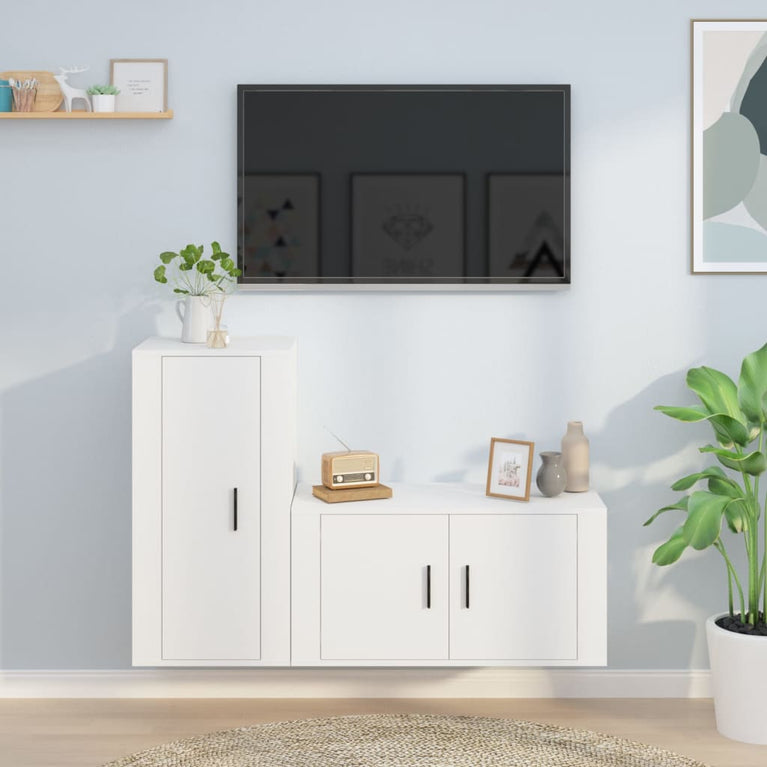 2-delige Tv-meubelset bewerkt hout wit MeubelReus