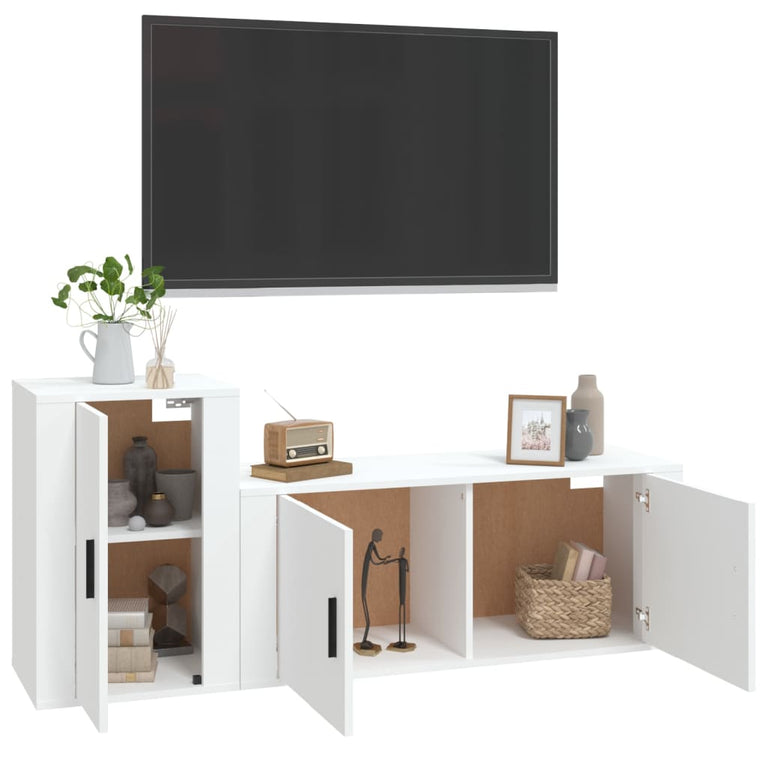 2-delige Tv-meubelset bewerkt hout wit MeubelReus