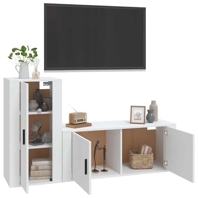 2-delige Tv-meubelset bewerkt hout wit MeubelReus