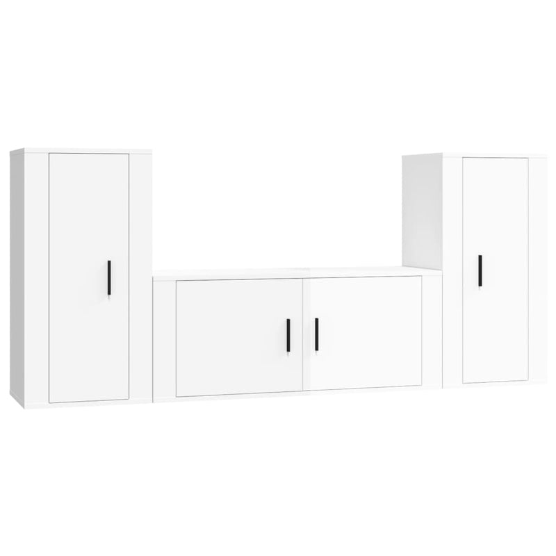 3-delige Tv-meubelset bewerkt hout hoogglans wit MeubelReus