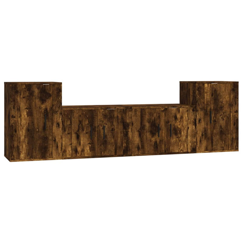 4-delige Tv-meubelset bewerkt hout gerookt eikenkleurig MeubelReus