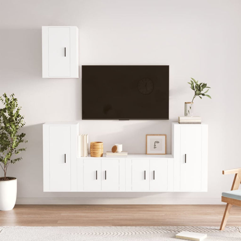 5-delige Tv-meubelset bewerkt hout wit MeubelReus