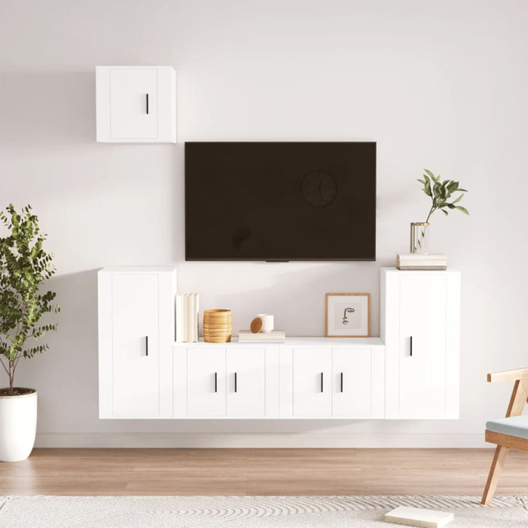 5-delige Tv-meubelset bewerkt hout wit MeubelReus