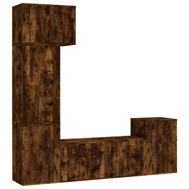 5-delige Tv-meubelset bewerkt hout gerookt eikenkleurig MeubelReus