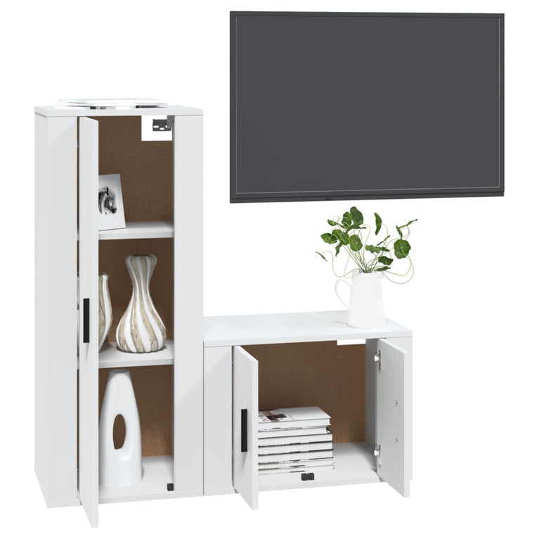 2-delige Tv-meubelset bewerkt hout wit MeubelReus