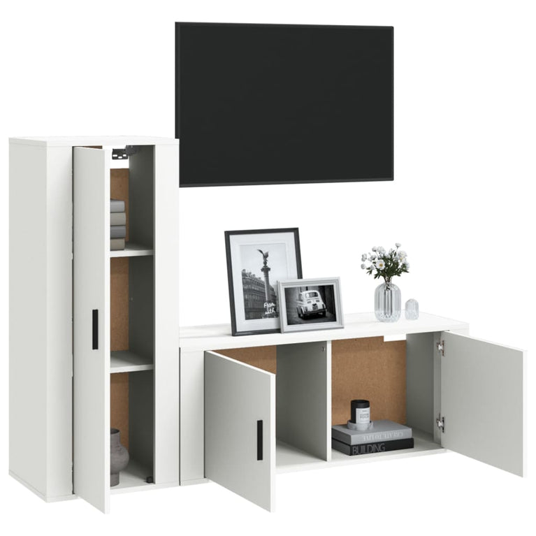 2-delige Tv-meubelset bewerkt hout wit MeubelReus