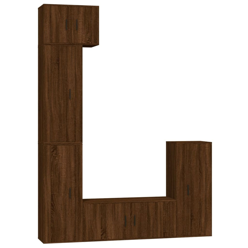 5-delige Tv-meubelset bewerkt hout bruin eikenkleur MeubelReus