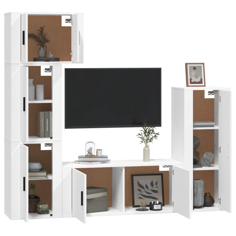5-delige Tv-meubelset bewerkt hout wit MeubelReus