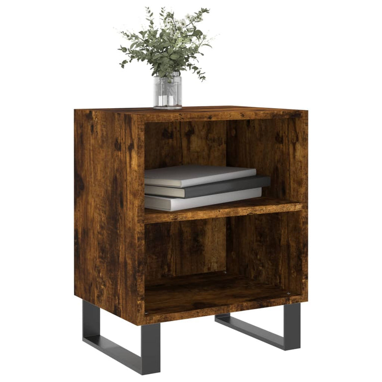 Nachtkastje 40x30x50 cm bewerkt hout gerookt eikenkleurig MeubelReus
