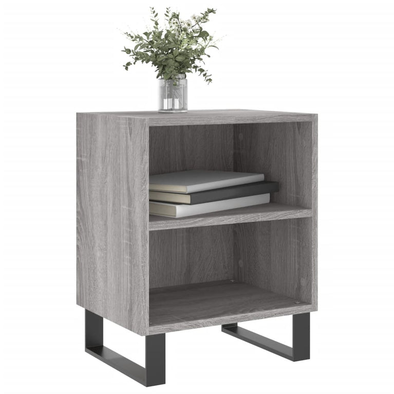 Nachtkastje 40x30x50 cm bewerkt hout grijs sonoma eikenkleurig MeubelReus