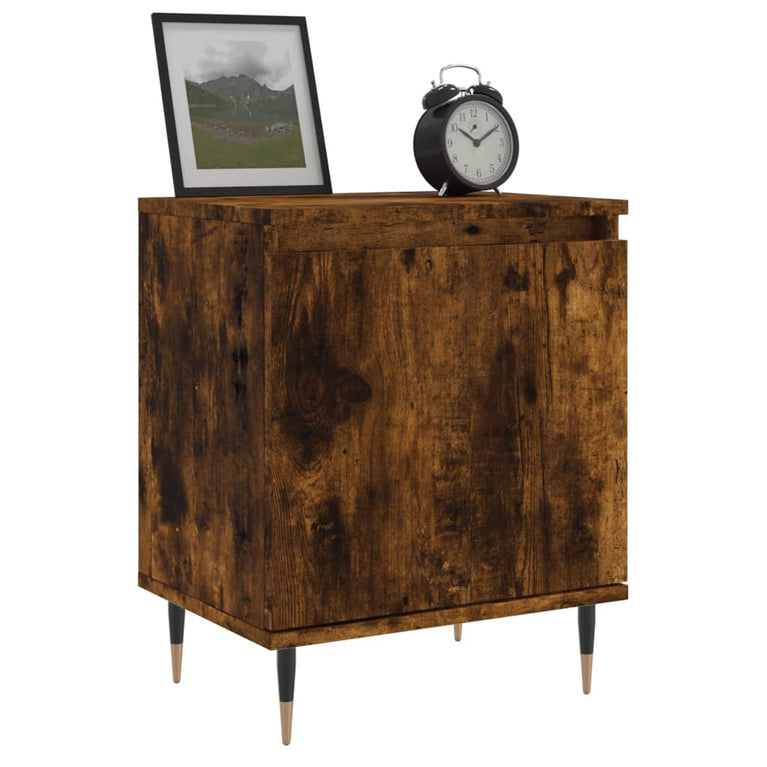Nachtkastje 40x30x50 cm bewerkt hout gerookt eikenkleurig MeubelReus