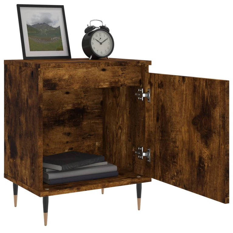 Nachtkastje 40x30x50 cm bewerkt hout gerookt eikenkleurig MeubelReus