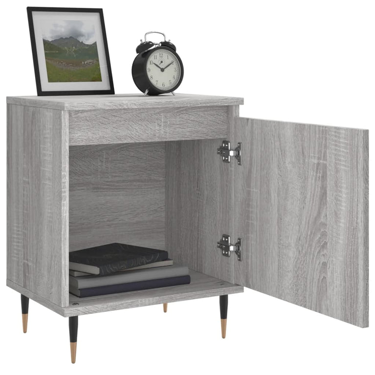 Nachtkastje 40x30x50 cm bewerkt hout grijs sonoma eikenkleurig MeubelReus