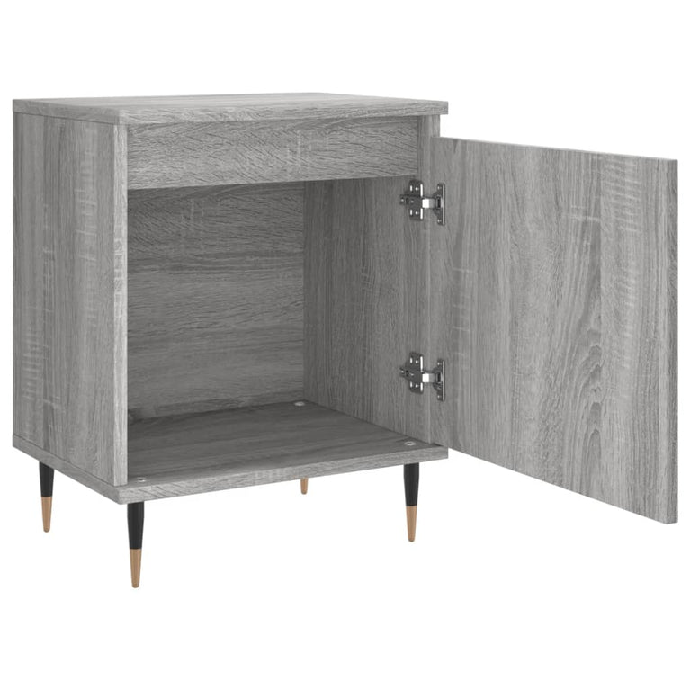 Nachtkastje 40x30x50 cm bewerkt hout grijs sonoma eikenkleurig MeubelReus