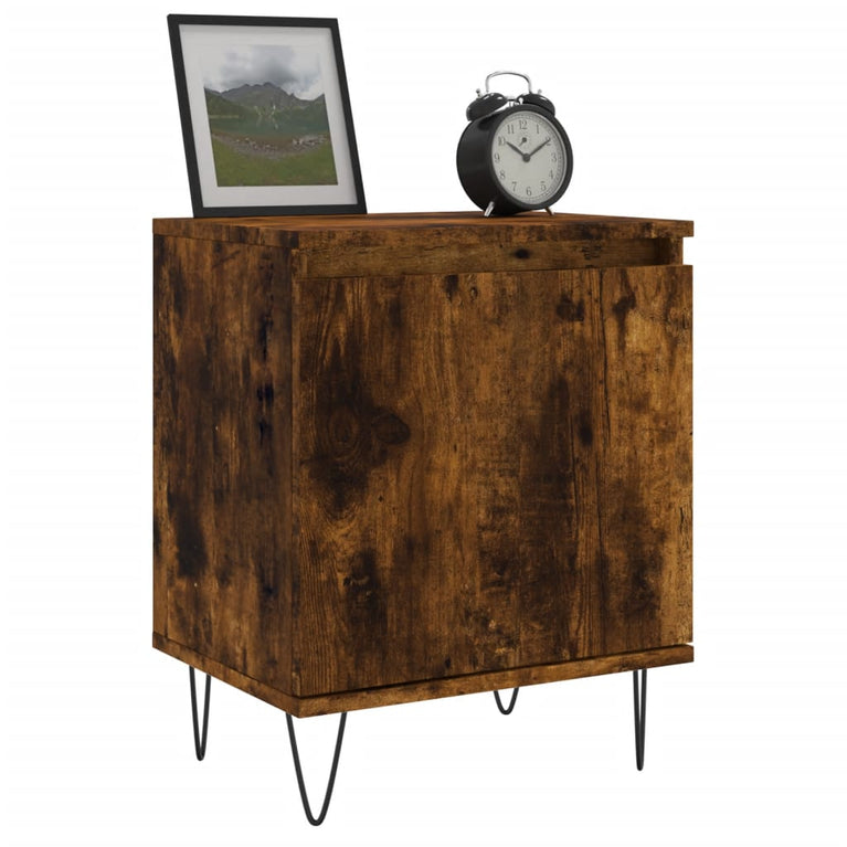 Nachtkastje 40x30x50 cm bewerkt hout gerookt eikenkleurig MeubelReus