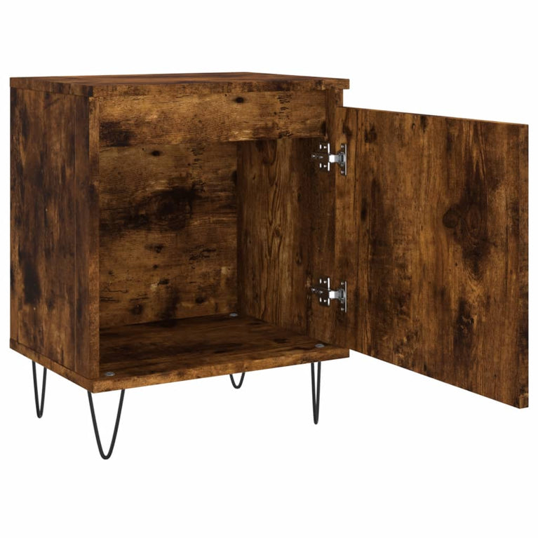 Nachtkastje 40x30x50 cm bewerkt hout gerookt eikenkleurig MeubelReus