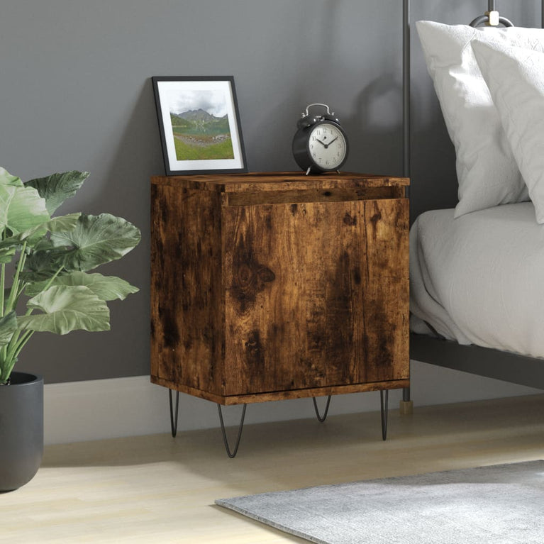 Nachtkastje 40x30x50 cm bewerkt hout gerookt eikenkleurig MeubelReus