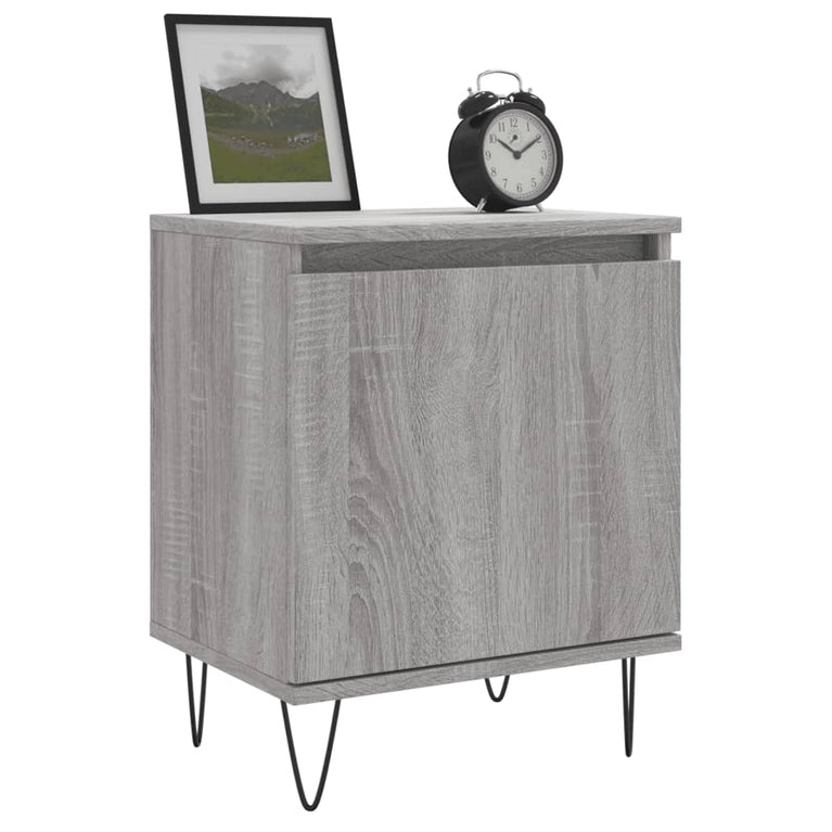 Nachtkastje 40x30x50 cm bewerkt hout grijs sonoma eikenkleurig MeubelReus