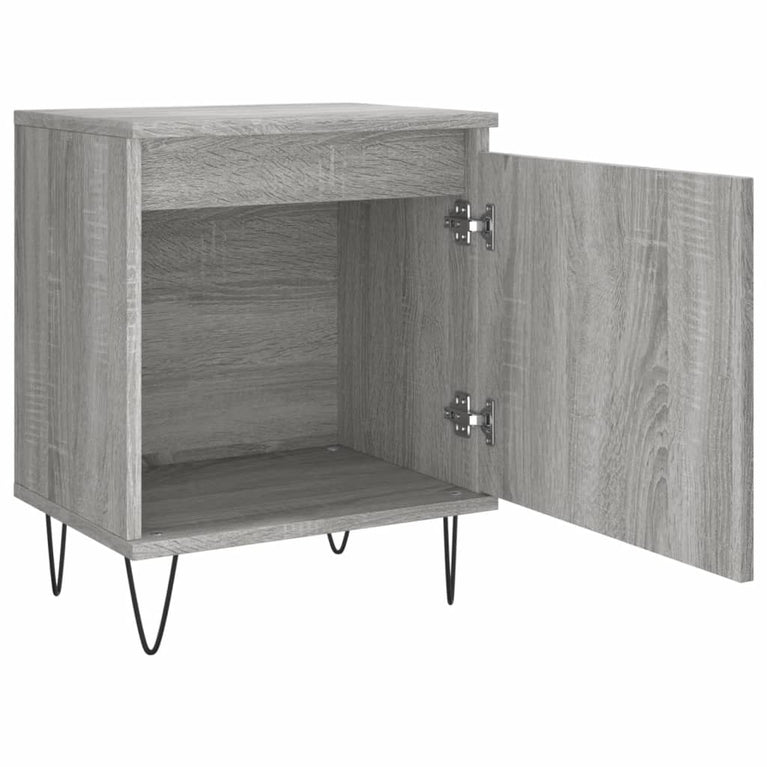 Nachtkastje 40x30x50 cm bewerkt hout grijs sonoma eikenkleurig MeubelReus