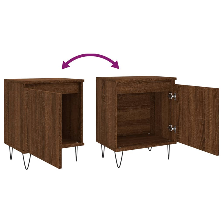 Nachtkastje 40x30x50 cm bewerkt hout bruin eikenkleur MeubelReus