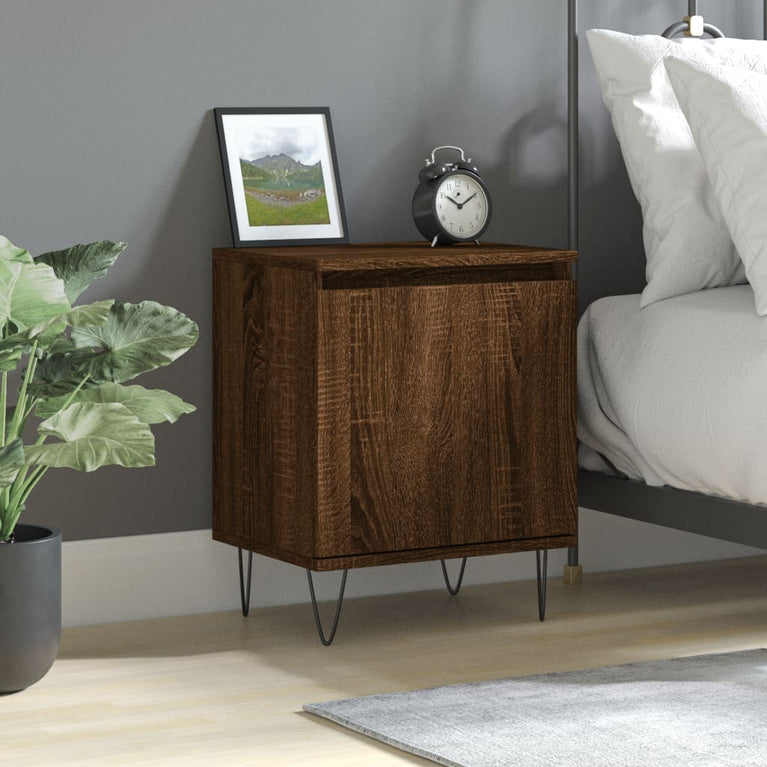 Nachtkastje 40x30x50 cm bewerkt hout bruin eikenkleur MeubelReus