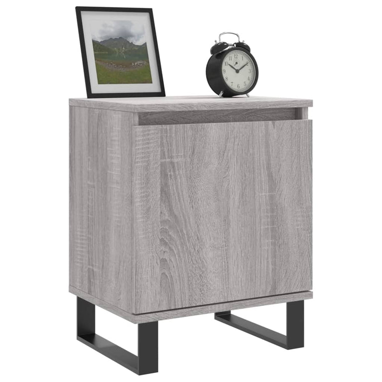 Nachtkastje 40x30x50 cm bewerkt hout grijs sonoma eikenkleurig MeubelReus