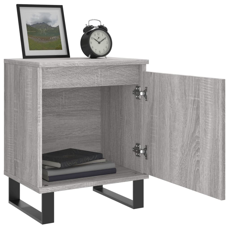 Nachtkastje 40x30x50 cm bewerkt hout grijs sonoma eikenkleurig MeubelReus
