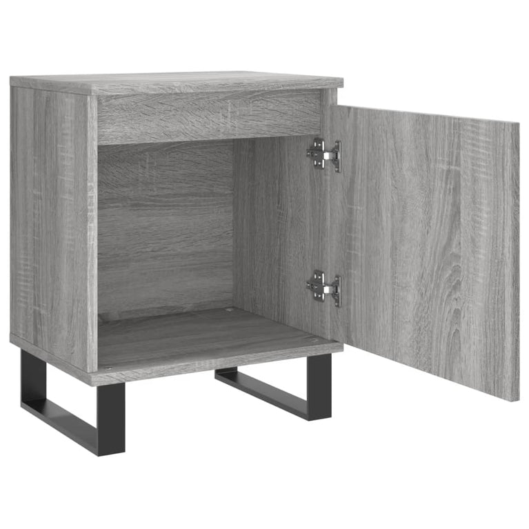 Nachtkastje 40x30x50 cm bewerkt hout grijs sonoma eikenkleurig MeubelReus