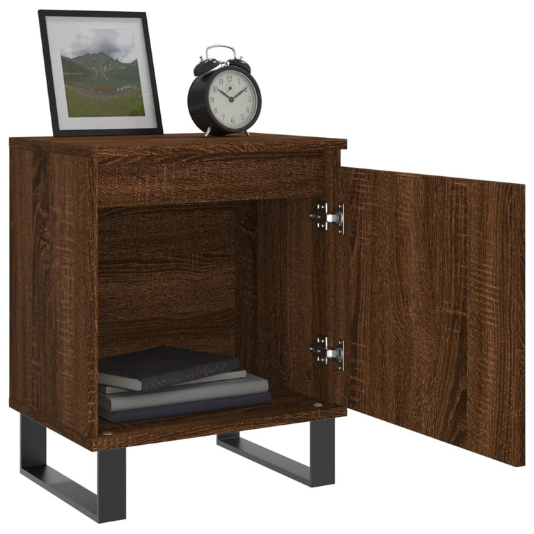 Nachtkastje 40x30x50 cm bewerkt hout bruin eikenkleur MeubelReus