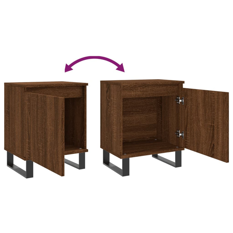 Nachtkastje 40x30x50 cm bewerkt hout bruin eikenkleur MeubelReus