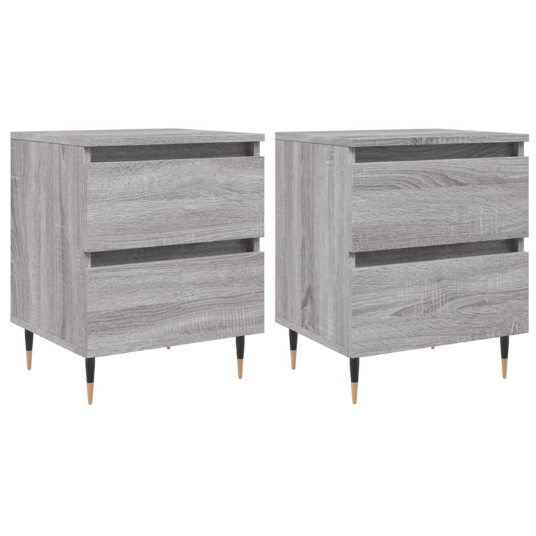 Nachtkastjes 2 st 40x35x50 cm bewerkt hout grijs sonoma eiken MeubelReus