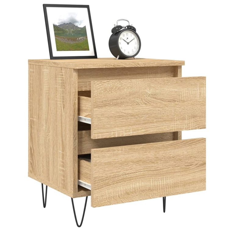 Nachtkastje 40x35x50 cm bewerkt hout sonoma eikenkleurig MeubelReus
