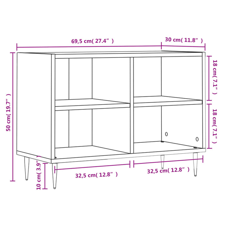 Tv-meubel 69,5x30x50 cm bewerkt hout zwart MeubelReus