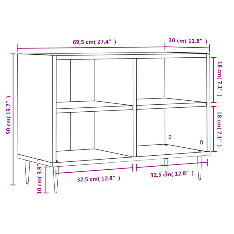 Tv-meubel 69,5x30x50 cm bewerkt hout sonoma eikenkleurig MeubelReus