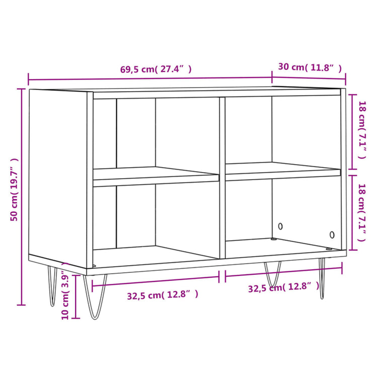 Tv-meubel 69,5x30x50 cm bewerkt hout hoogglans wit MeubelReus