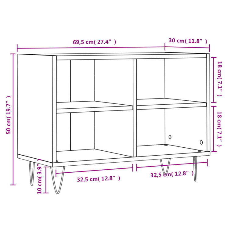 Tv-meubel 69,5x30x50 cm bewerkt hout sonoma eikenkleurig MeubelReus