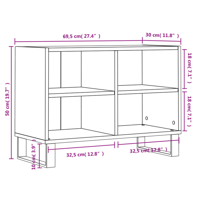 Tv-meubel 69,5x30x50 cm bewerkt hout wit MeubelReus
