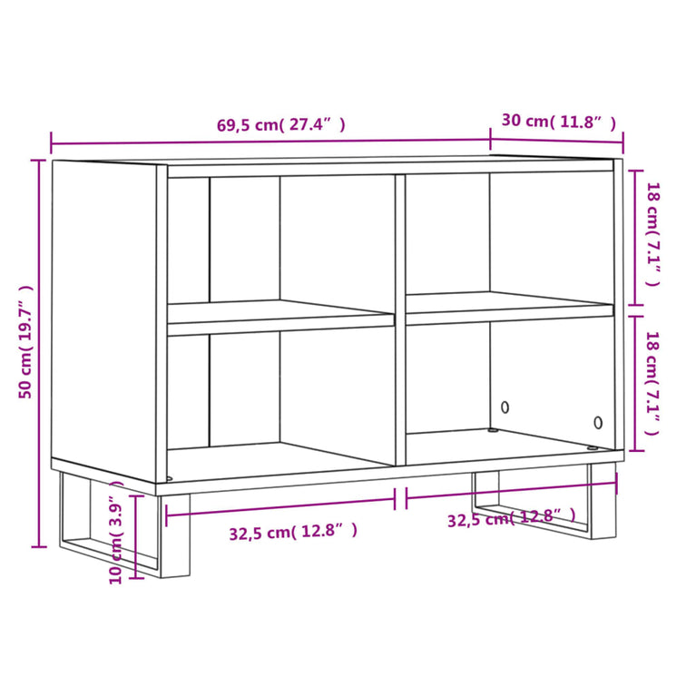 Tv-meubel 69,5x30x50 cm bewerkt hout grijs sonoma eikenkleurig MeubelReus