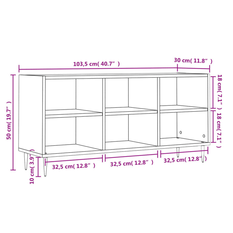 Tv-meubel 103,5x30x50 cm bewerkt hout wit MeubelReus