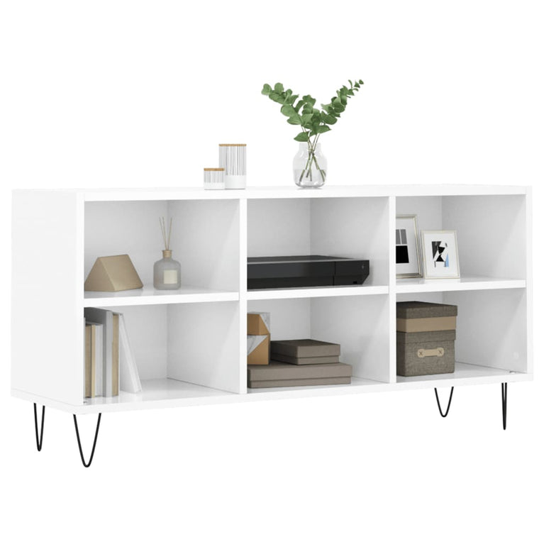 Tv-meubel 103,5x30x50 cm bewerkt hout hoogglans wit MeubelReus